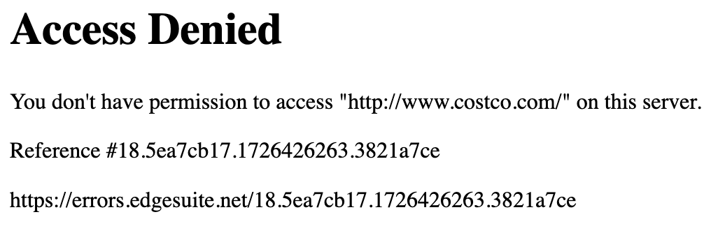 Akamai Blocked Page